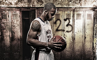 West basketball player in locker room