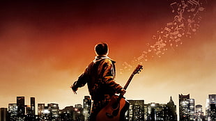 illustration of Man holding a guitar HD wallpaper