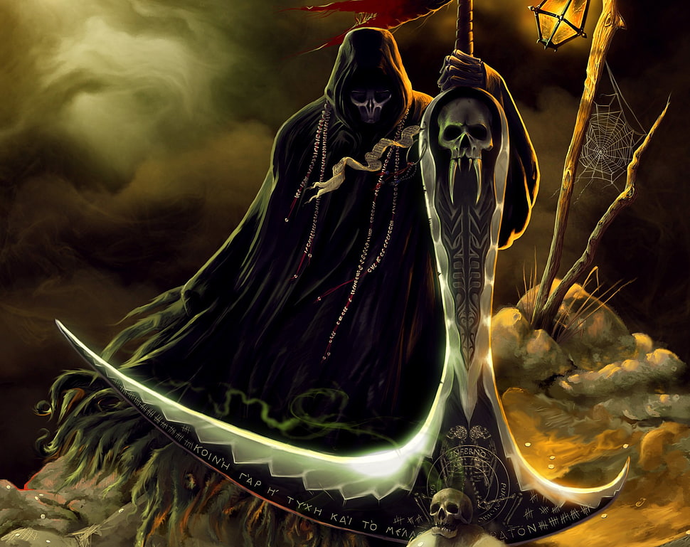 grim reaper, Grim Reaper, skull, fantasy art HD wallpaper