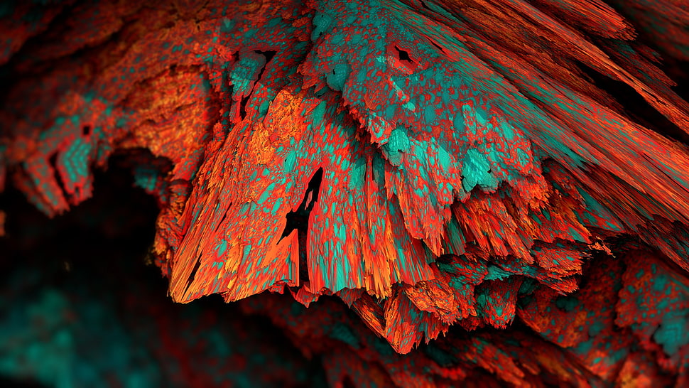 photo of orange and teal rock formations HD wallpaper