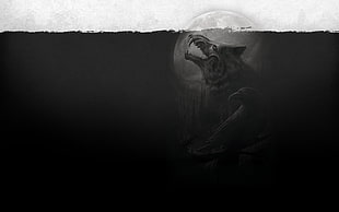 black wolf and crow illustration, artwork, fantasy art, animals