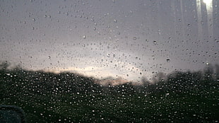 clear glass panel, rain