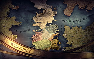 closeup photo of Westeros map