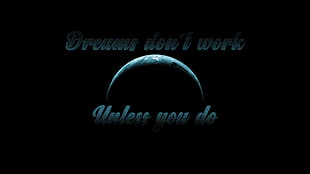 black text on black background, Moon, quote