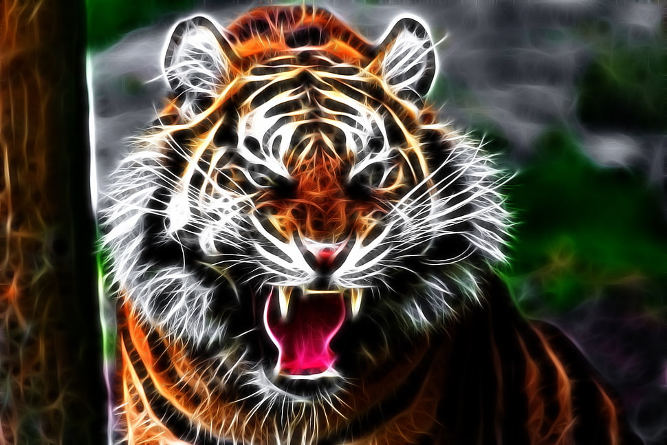 tiger digital illustration HD wallpaper