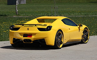 yellow Ferrari 458 Italia, car, yellow cars, Ferrari