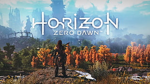 Horizon Zero Dawn digital wallpaper, Horizon: Zero Dawn, PlayStation 4, logo, Aloy (Horizon: Zero Dawn) HD wallpaper