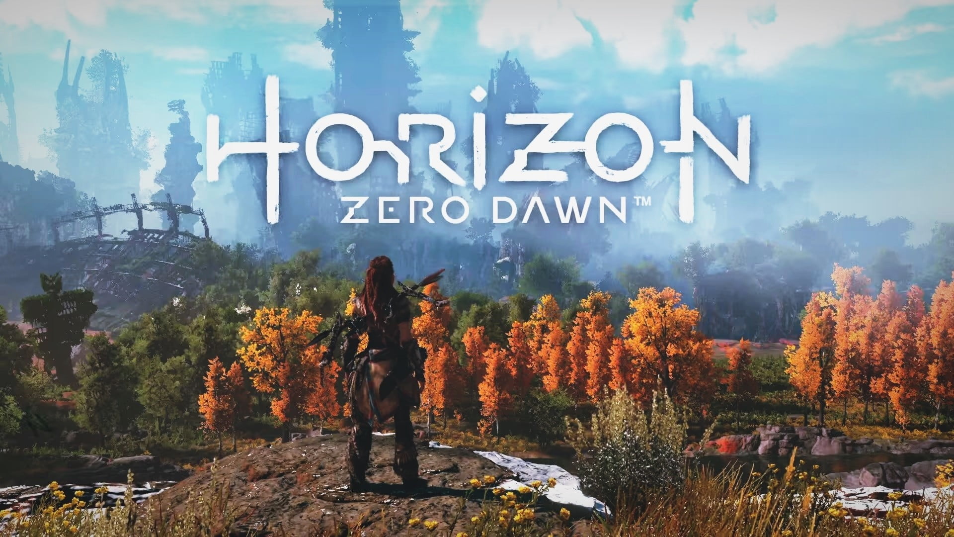 Horizon Zero Dawn digital wallpaper, Horizon: Zero Dawn, PlayStation 4, logo, Aloy (Horizon: Zero Dawn)