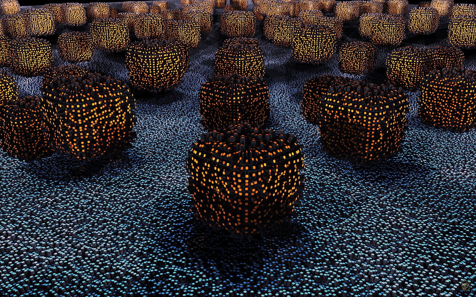 cube brown lighted decors HD wallpaper