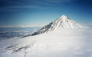 mountain covered snow, snow
