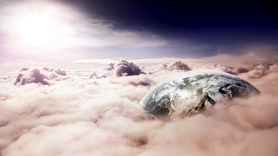 fantasy art, clouds, Earth HD wallpaper