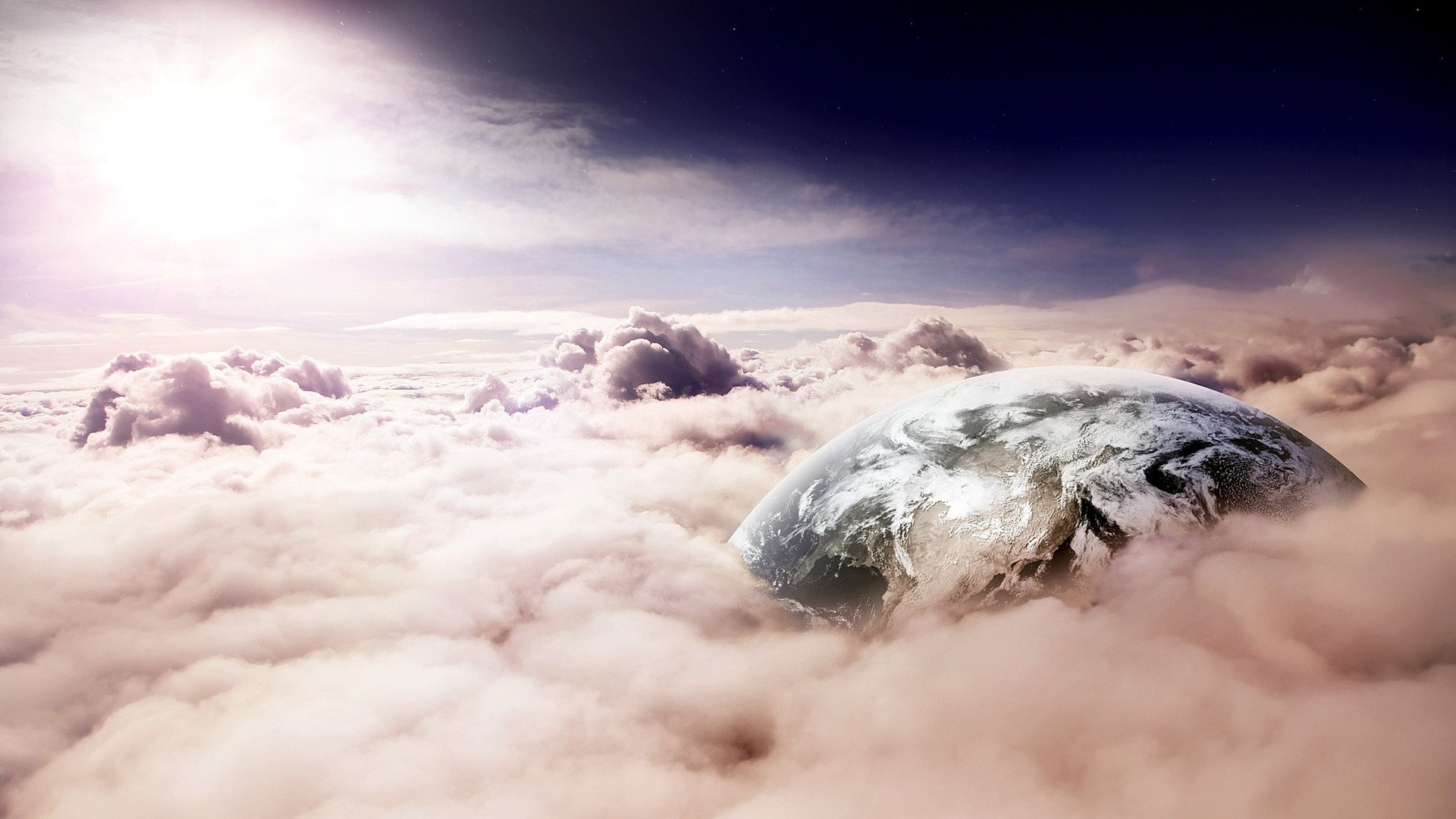fantasy art, clouds, Earth