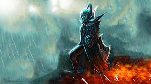 female character with sword illustration, Dota 2, Valve, Phantom Assassin, warrior