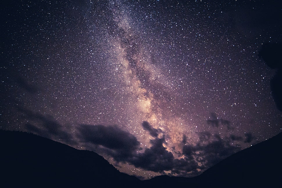 white star lot, Starry sky, Milky way, Clouds HD wallpaper