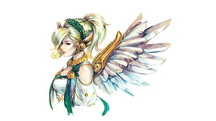 angel digital wallpaper, Combat Medic Ziegler, angel, Overwatch, Mercy (Overwatch)