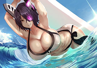 anime, big boobs, bikini, Kantai Collection HD wallpaper