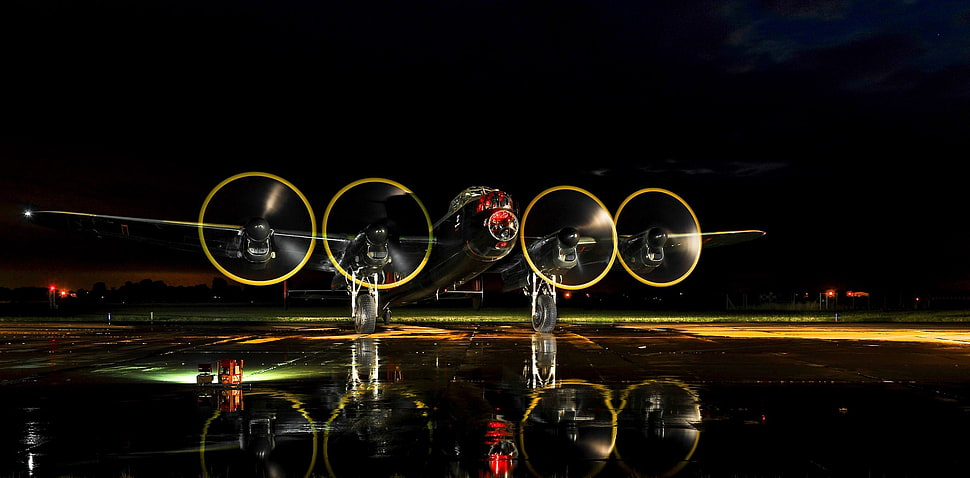 gray airplane, Avro Lancaster, planes, Bomber, reflection HD wallpaper