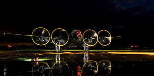 gray airplane, Avro Lancaster, planes, Bomber, reflection