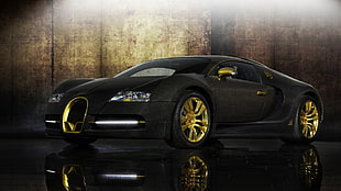 black coupe, Bugatti Veyron, car