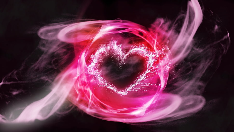 pink smoke heart photo manipulation HD wallpaper