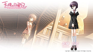 girl with purple hair anime character digital wallpaper HD wallpaper