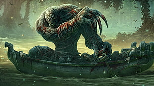 monster illustration, fantasy art, creature, dark fantasy HD wallpaper