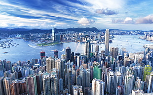white city buildings, city, urban, cityscape, Hong Kong