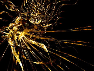 gold-colored 3D digital art HD wallpaper