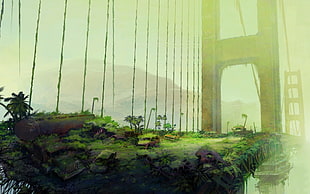 game application, Golden Gate Bridge, artwork, apocalyptic, futuristic