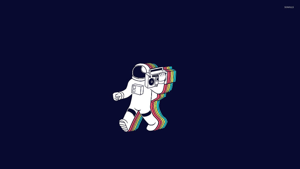 astronaut holding boombox wallpaper, minimalism, astronaut, humor HD wallpaper