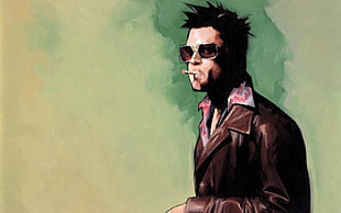 man smoking drawing, Fight Club, Tyler Durden, Brad Pitt HD wallpaper