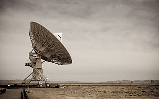 round gray and white satellite dish, technology, landscape, radio telescope, antenna