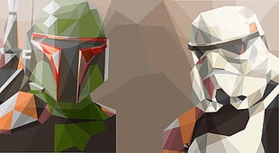Bobba Fett and storm trooper illustration, Star Wars, Boba Fett, stormtrooper, low poly HD wallpaper