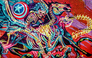assorted-color mural, wall, artwork, graffiti