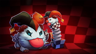 white and red clown painting, League of Legends, Poro, Shaco (League of Legends)