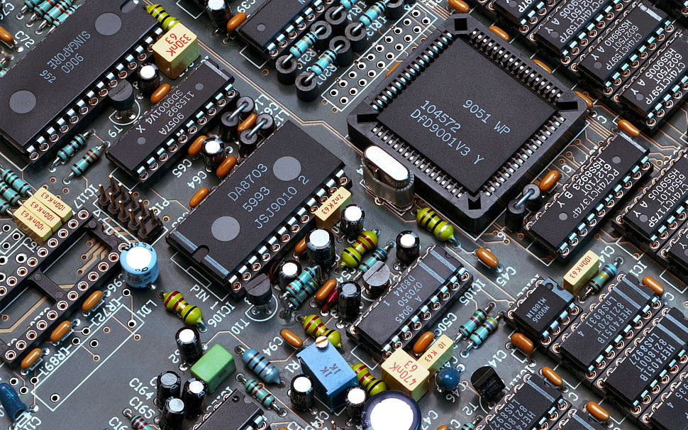 black motherboard HD wallpaper