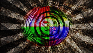 round multicolored N logo, digital art, colorful