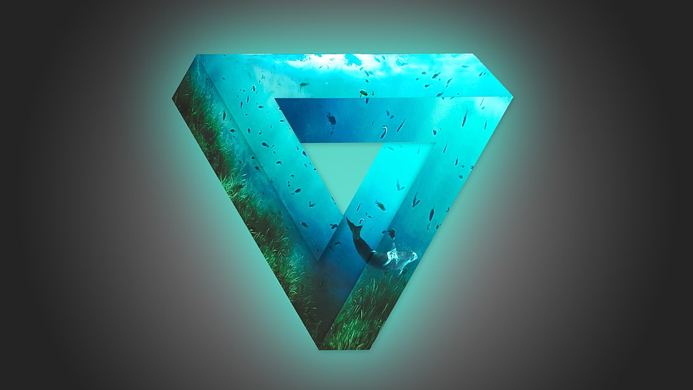triangular blue digital wallpaper HD wallpaper