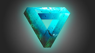 triangular blue digital wallpaper