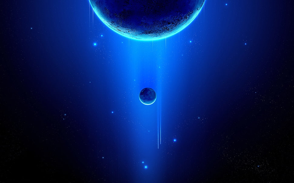 two planets digital wallpaper, space, stars, render, planet HD wallpaper