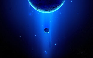 two planets digital wallpaper, space, stars, render, planet