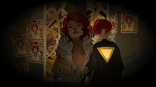 black and red Spider-Man print shirt, Transistor, Red (Transistor), red, singer HD wallpaper