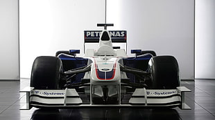 white F1 car, Formula 1, car, BMW