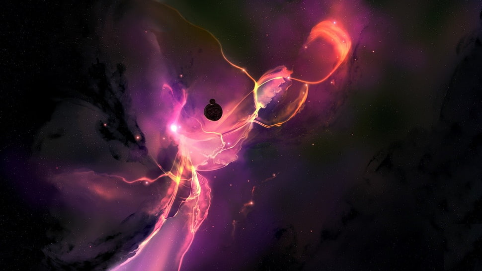 purple and black galaxy digital wallpaper HD wallpaper