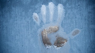 person hand print, handprints, window, freeze frame, ice HD wallpaper