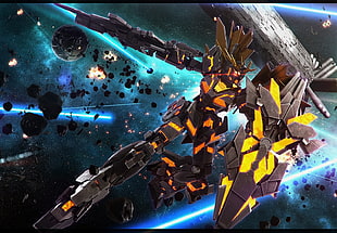 robot digital wallpaper, Gundam, space