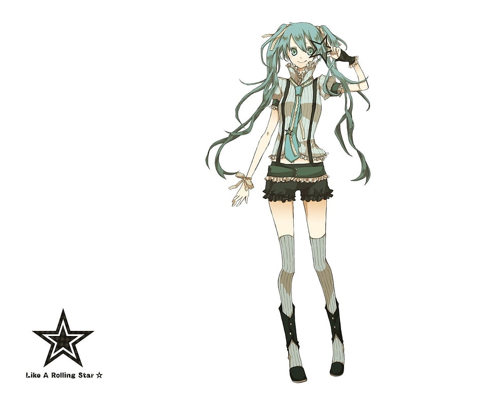 green girl anime character HD wallpaper