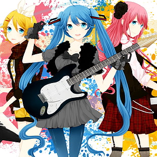 Anime girl band illustration