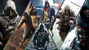 Assassin's Creed characters collage, Assassin's Creed, video games, Ezio Auditore da Firenze, Arno Dorian HD wallpaper