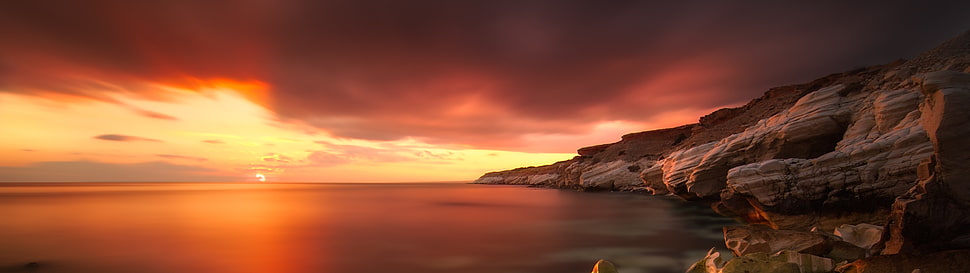 landscape, sea, multiple display HD wallpaper